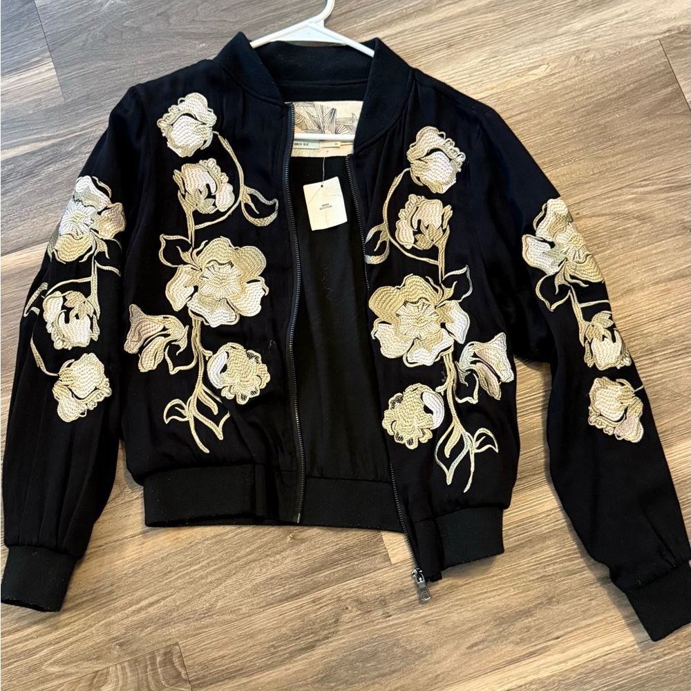 Embroidered Black Bomber Jacket
